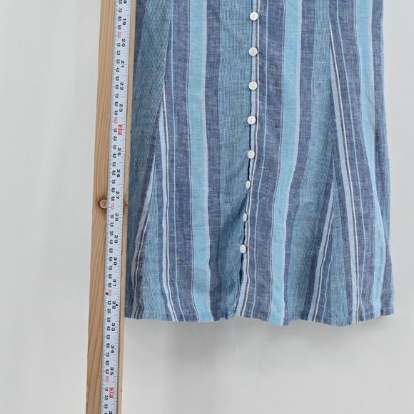 Walker & Wade Striped Linen Mini Dress Womens Size S Blue Coastal Summer Bow - Picture 4 of 11